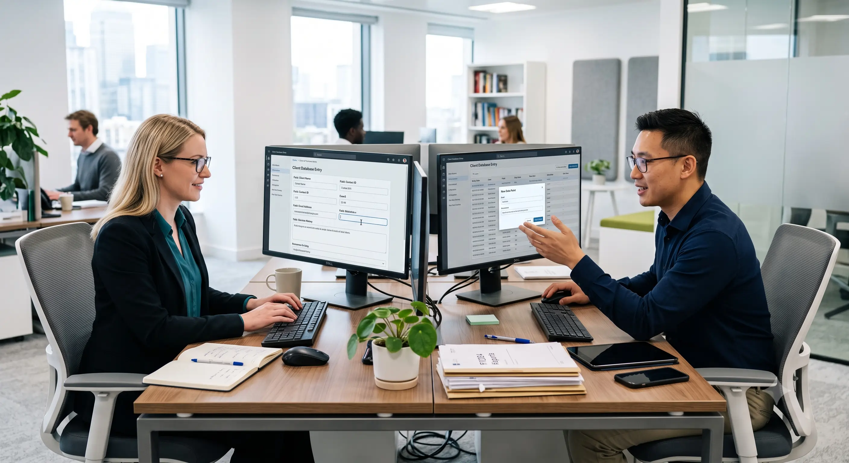 Professional data entry and support services team managing business documents